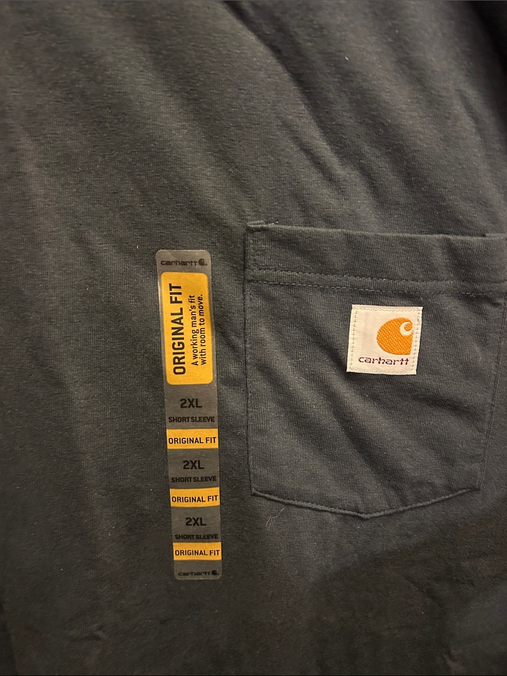 New!!! Carhartt Men’s Navy Short-Sleeve Pocket Tee 2XL - Picture 2 of 4